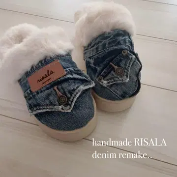 데님 리메이크 퍼 샌들