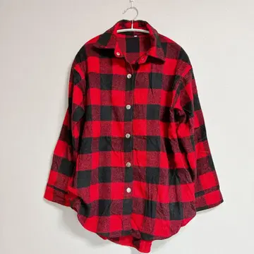 선착순 빨간색 x 검정 체크 긴팔 셔츠 [ M ]