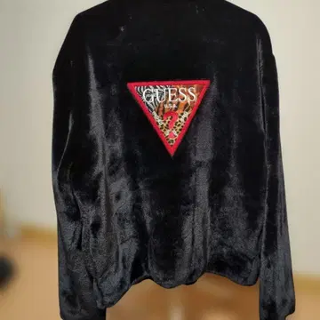 GUESS 인조 모피 블루종 블랙