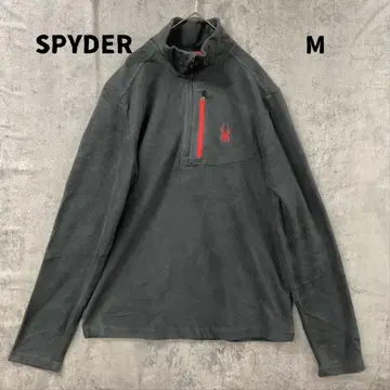 스파이더 플리스 블랙 하프 지퍼 자수 로고 M 풀오버 [ 7320 ]