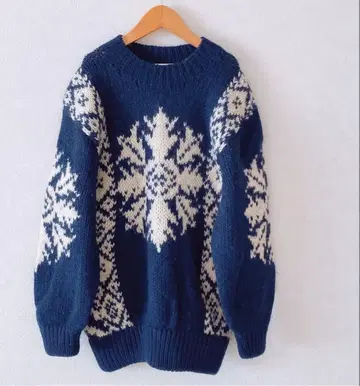 노르딕 무늬 니트 스웨터 네이비 구제 의류