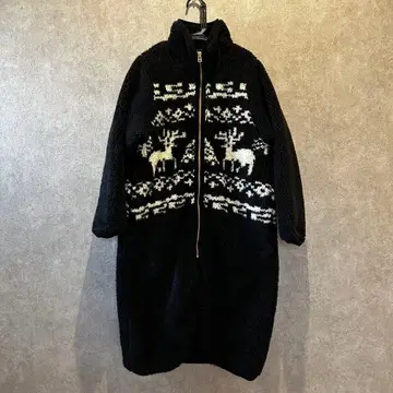 써니클라우드 루돌프 무늬 롱 보아 코트