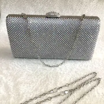 실버 크리스탈 비즈 클러치백