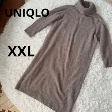 UNIQLO 수플레얀 오프 터틀넥 원피스 베이지 XXL