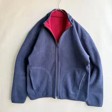 90s 네이비 택 올드 유니클로 리버서블 플리스 자켓 크림슨