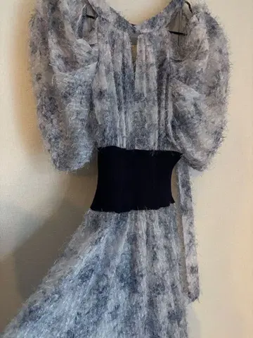 파랑과 화이트 플리스 원피스