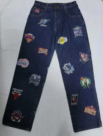 UNK NBA 자수 로고 와펜 데님 팬츠