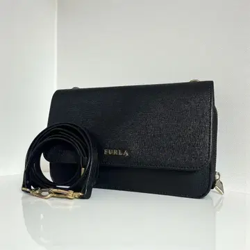 새상품급 훌라 리바 RIVA 숄더 지갑 가죽 사선 크로스 블랙