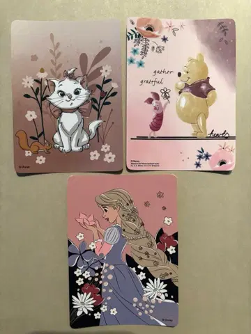 가위바위보 카드 마리 푸우 피글렛 라푼젤 3장