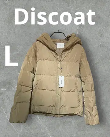 [택 포함 미사용품] Discoat 후드 부착 다운 자켓 베이지