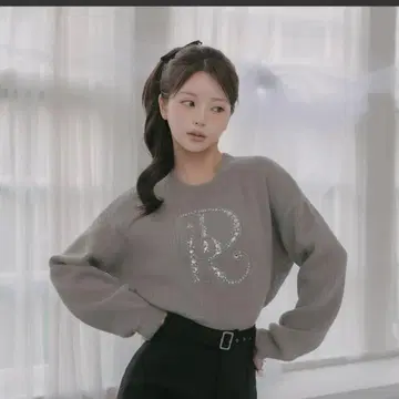 DR 비쥬 볼륨 리브 니트탑 GRY