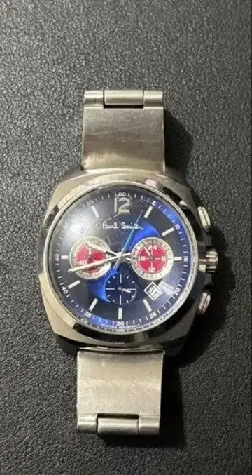 파랑/은색 크로노그래프 스테인리스 시계