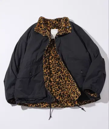 리버서블 보아 레오파드 블루종 밀리터리 오버 사이즈 자켓