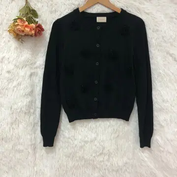 베로폰나 크루넥 가디건 [ M ] 코튼 혼방 긴팔 블랙