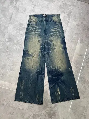 NO/FAITH STUDIOS 물세탁 데미지 데님 청바지 S