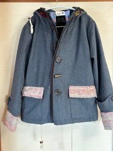 Frank U 후드 부착 그레이 더플 코트