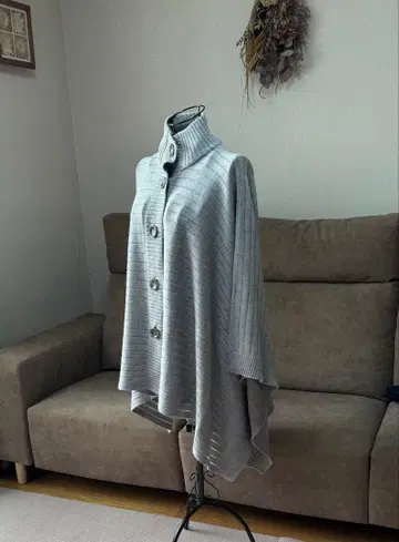 [ INDIVI ] 그레이 니트 판초 가디건 인디비