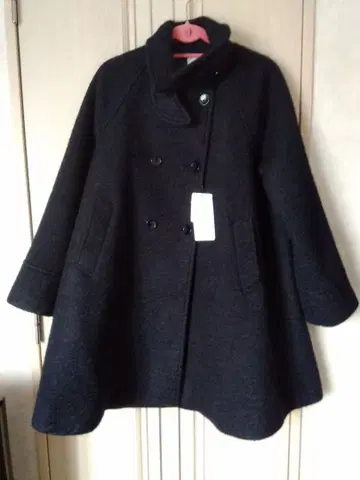 다크 네이비 더블 브레스트 롱 코트