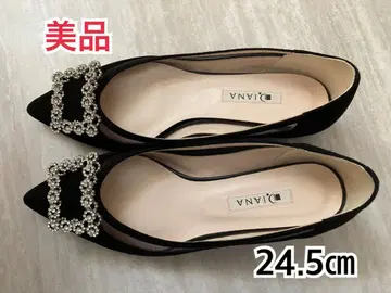 [ 새상품급 ] 정품 DIANA 비쥬 장식 플랫 펌프스 24.5cm