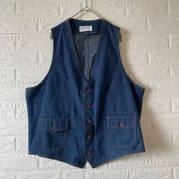 FARAH 퍼 래더 베스트 데님 베스트 USA 남성용 새상품급 레어
