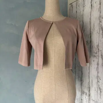 Rene 핑크 베이지 오부 소매 가디건 백리본 부착