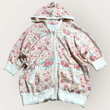 LIZLISA 꽃무늬 니트 후드티 올 패턴 y2k 헤이세이 갸루 리즈리사