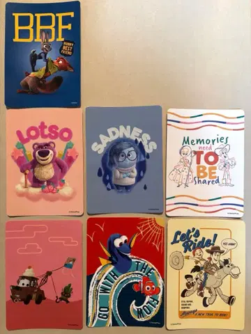 디즈니 가위바위보 카드 픽사 7장