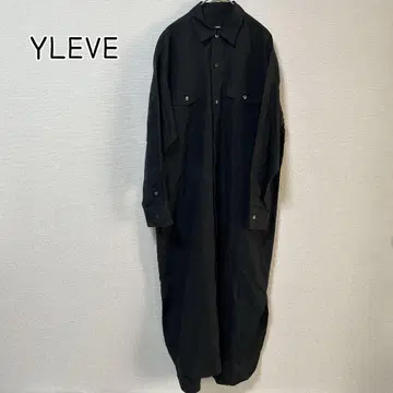 [ 새상품급 ] YLEVE 롱 원피스 블랙 린넨100% 린넨 긴팔 넉넉한