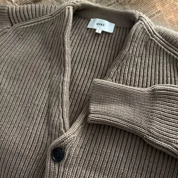 HYKE 1 RIB 리브 울 100% 가디건 브라운