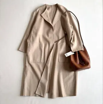 택 포함 23구*울 캐시미어 리버 코트 롱 빅 사이즈 베이지 44