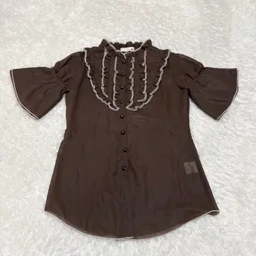 LIZ LISA 리즈리사 프릴 반팔 블라우스 셔츠 브라운 상의