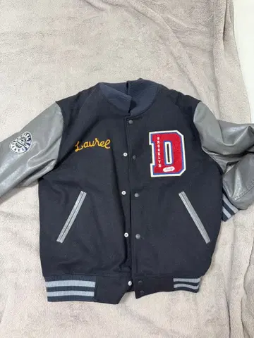 DEAR LAUREL 바시티 자켓 L 네이비/그레이