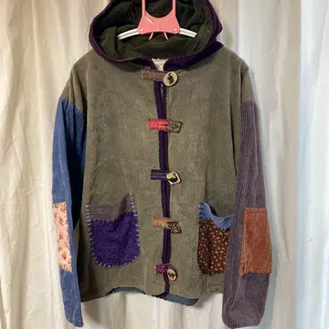 리틀 이글 코듀로이 후드티 자켓 패치워크 고헴프