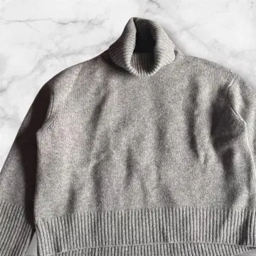 자유구 그레이 터틀넥 니트 양모 100% 와이드 38