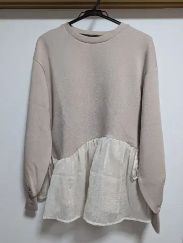 [ Bab ] 페플럼 오간자 분또 페플럼 상의 베이지