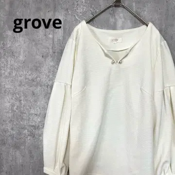 grove 펄 넥 심플 티셔츠 고급 퍼프 슬리브