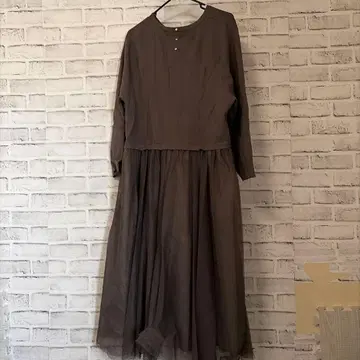 23구 원피스 48 XL 샤샤 스커트 허리 절개 고급 브라운