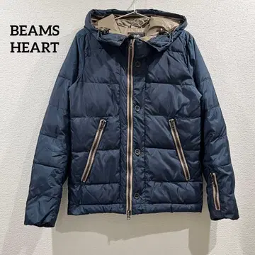 BEAMS HEART 후드 부착 패딩 자켓 네이비 남성용 S
