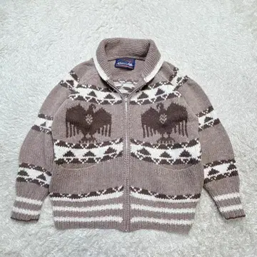 빈티지 카우친 이글 풀 지퍼 자켓 니트 가디건 브라운