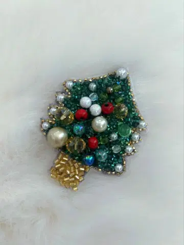 비즈 브로치 크리스마스 트리 핸드메이드 크리스마스