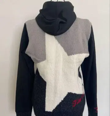 블랙 후드 부착 후드티 니트 자켓 별 스타 휠라 두꺼운 소재