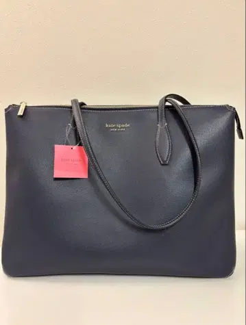 케이트 스페이드 네이비 가죽 토트백