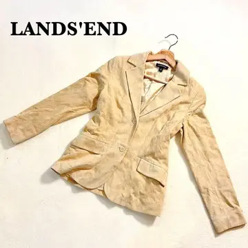 랜즈 엔드 양가죽 가죽 자켓 7AR 베이지 테일러드