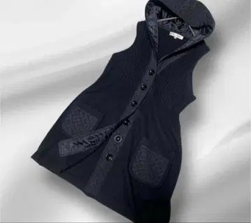 빅 사이즈! super Beauty 니트 베스트 롱 베스트 후드 부착