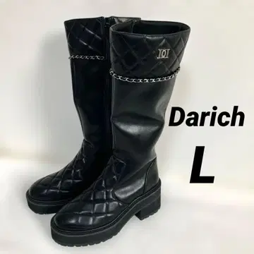 [컨디션 최상] Darich 체인 퀼팅 가죽 부츠 블랙