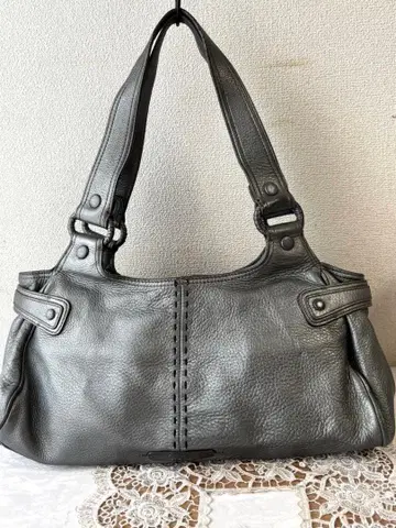 콜한 천연 가죽 숄더 토트백