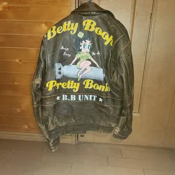 Betty Boop 가죽 플라이트 자켓 B.B UNIT