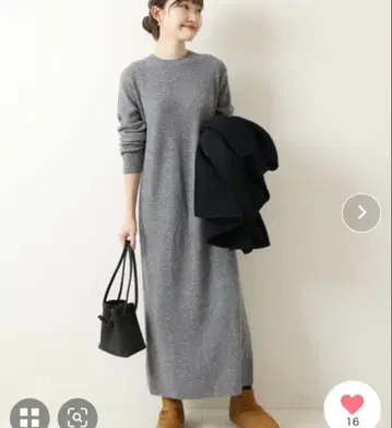 새상품급 스픽 앤 스팬 리브 니트 원피스 그레이 핑거홀