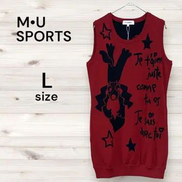 새상품 M U SPORTS 에무유 스포츠 캐릭터 롱 니트 베스트