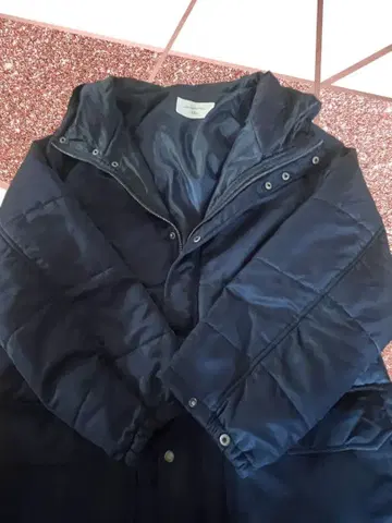 네이비 다운 자켓 후드 부착